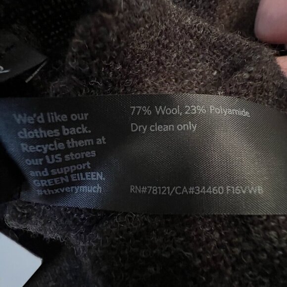 Eileen Fisher Viaggio Wool Blend Serape Shawl One Size Brown Gray Lagenlook Chic - Picture 7 of 7